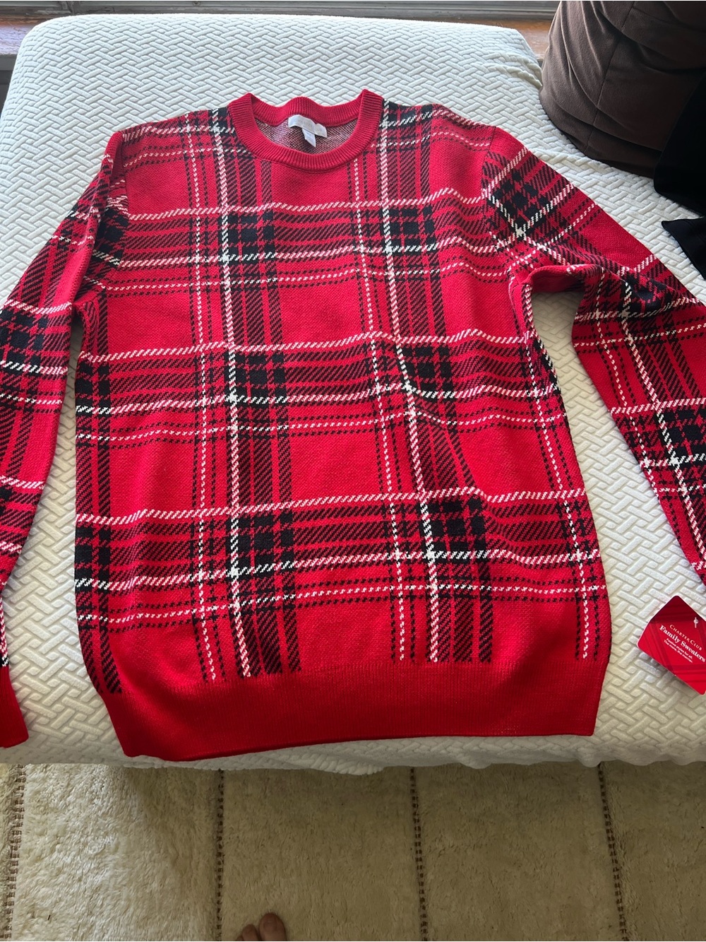 Charter Club Red Plaid Crewneck Sweater